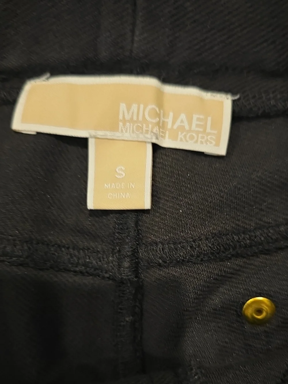 Michael Kors Black Stretch Ponte Jeggings with Gold Accents, Size S